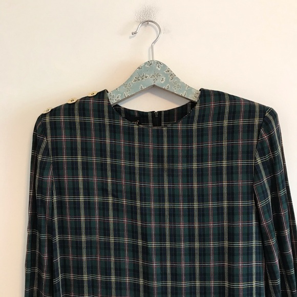 Donna Ricco Vintage Green Plaid Long Sleeve Dress - Picture 3 of 8